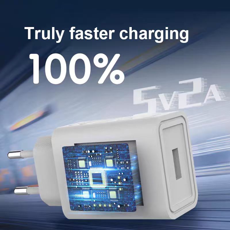EU standard 5V 2A charger with USB port, compatible with multiple devices