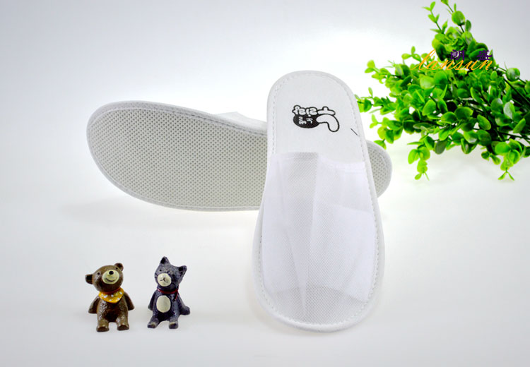 White Nonwoven Open Toe Slippers White Nonwoven Open Toe Slippers