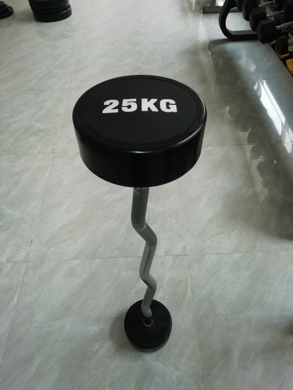 10Round headed rubber coated fixed barbell (curved)