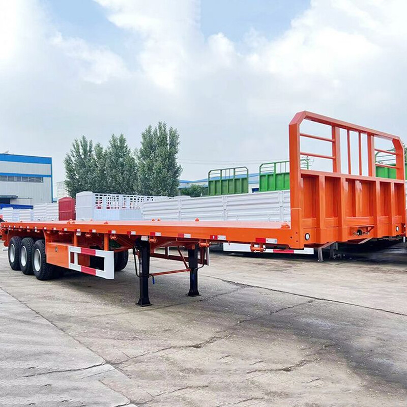 3 Axles 40FT Flatbed Semi Trailer With Front Board