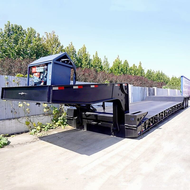 Front Loading 100 Ton Detachable Gooseneck Lowboy Trailer