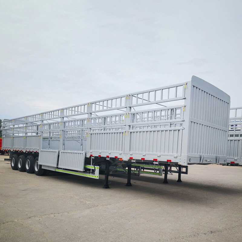 4 Axles 100T Bulk Cargo Carrying Flatbed Trailer With Fence