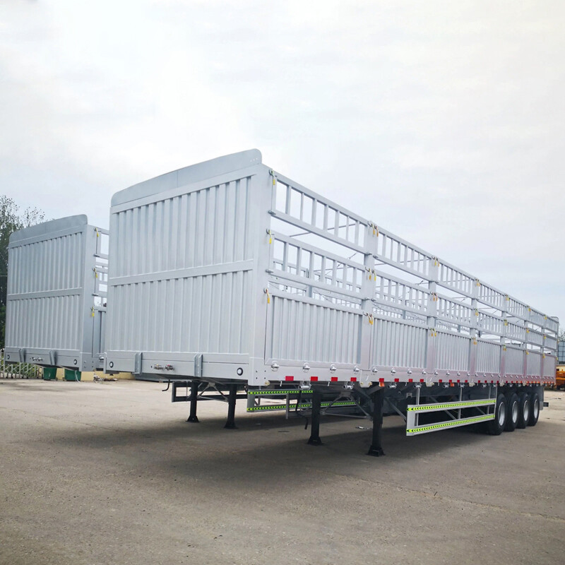 4 Axles 100T Bulk Cargo Carrying Flatbed Trailer With Fence