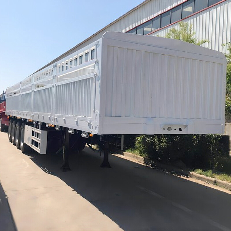4 Axles 100T Bulk Cargo Carrying Flatbed Trailer With Fence