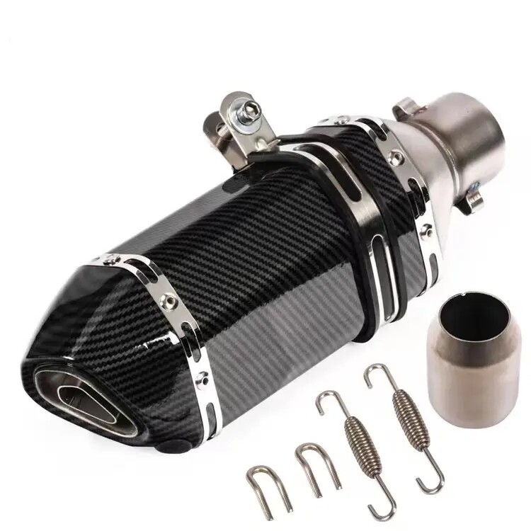 E17 Full Carbon Fiber Small Hexagonal Modified Exhaust Pipe Muffler 51mm Diameter High Temperature Scorpion Exhaust