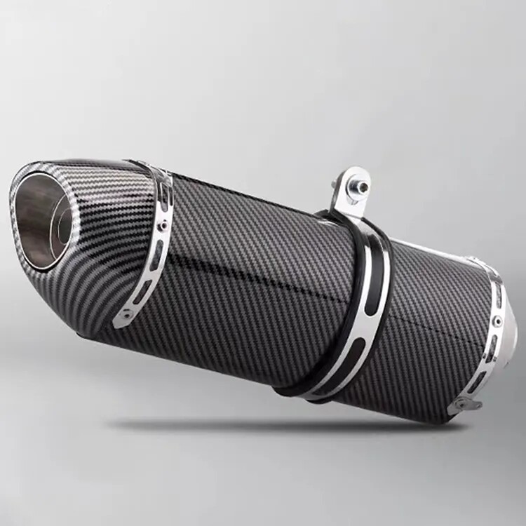E17 Full Carbon Fiber Small Hexagonal Modified Exhaust Pipe Muffler 51mm Diameter High Temperature Scorpion Exhaust