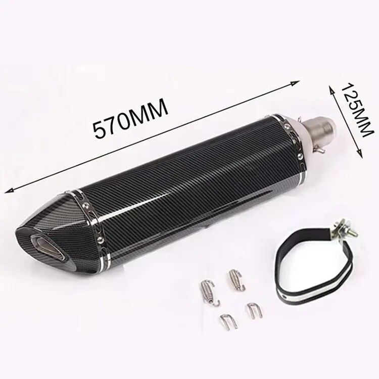 E17 Full Carbon Fiber Small Hexagonal Modified Exhaust Pipe Muffler 51mm Diameter High Temperature Scorpion Exhaust