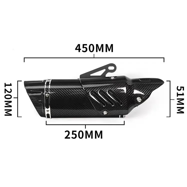 General Modified Stainless Steel Inclined Triangle Exhaust Pipe Motorcycle Imitation Carbon Fiber Cover Exhaust Pipe