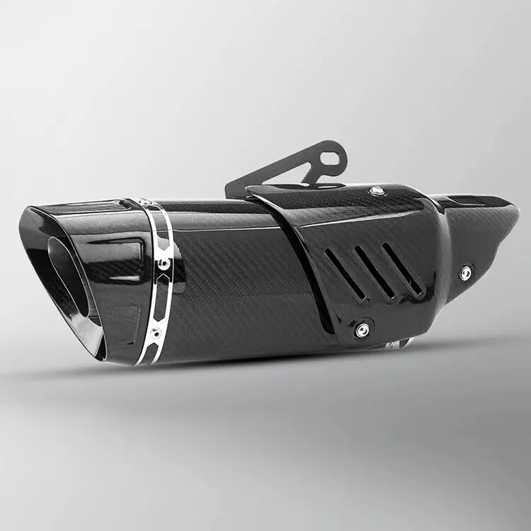 General Modified Stainless Steel Inclined Triangle Exhaust Pipe Motorcycle Imitation Carbon Fiber Cover Exhaust Pipe