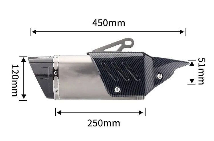General Modified Stainless Steel Inclined Triangle Exhaust Pipe Motorcycle Imitation Carbon Fiber Cover Exhaust Pipe