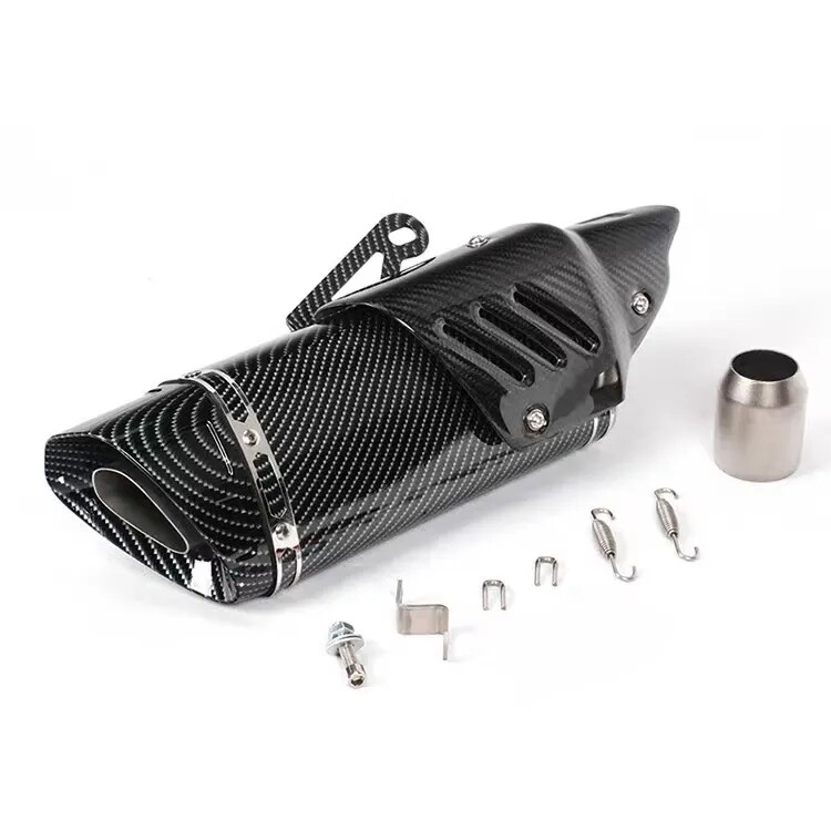 General Modified Stainless Steel Inclined Triangle Exhaust Pipe Motorcycle Imitation Carbon Fiber Cover Exhaust Pipe