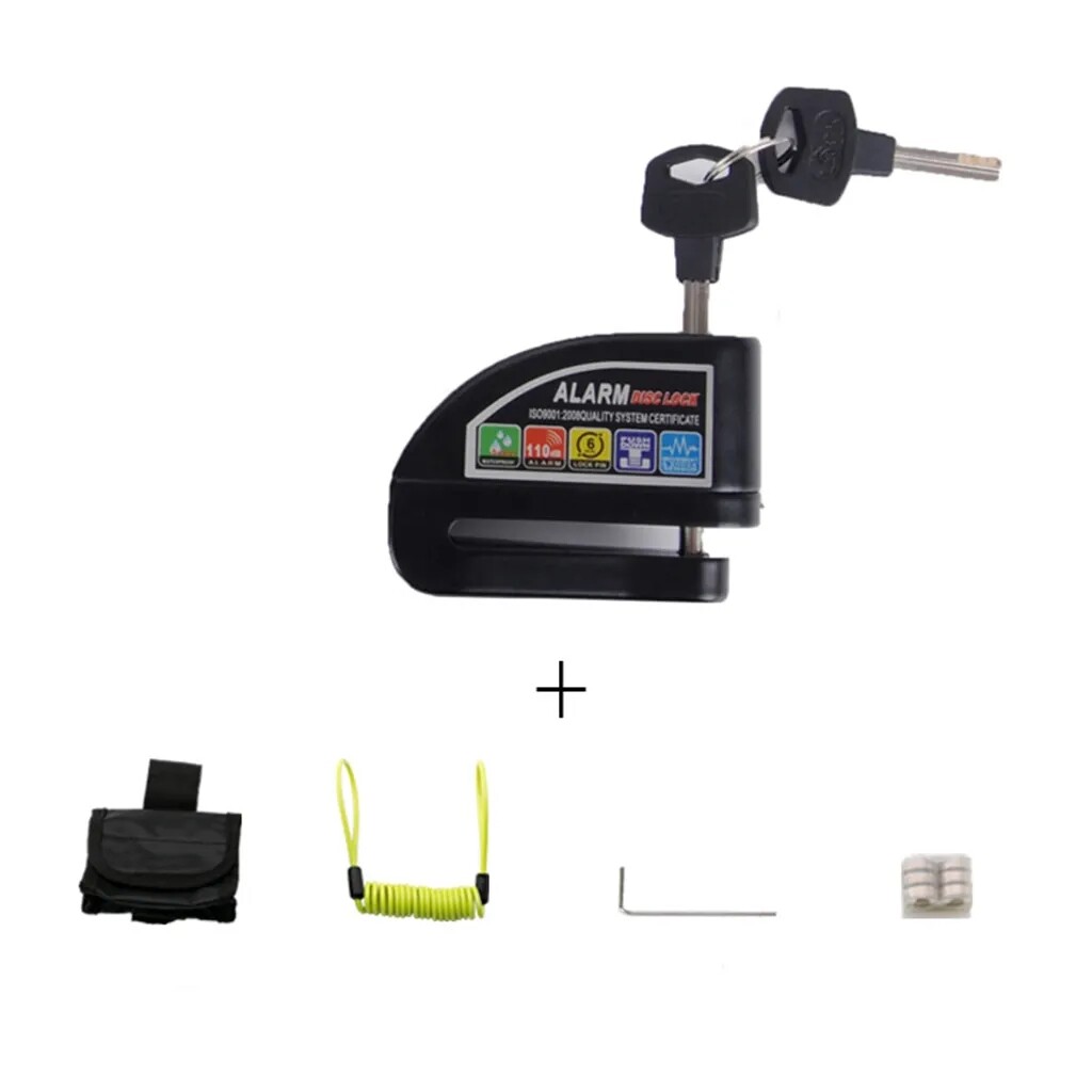 Alarm Disc Brake Lock + Belt Bag + Belt Rope + Spare Battery 110DB Aluminum Alloy Anti-theft Factory Direct Supply