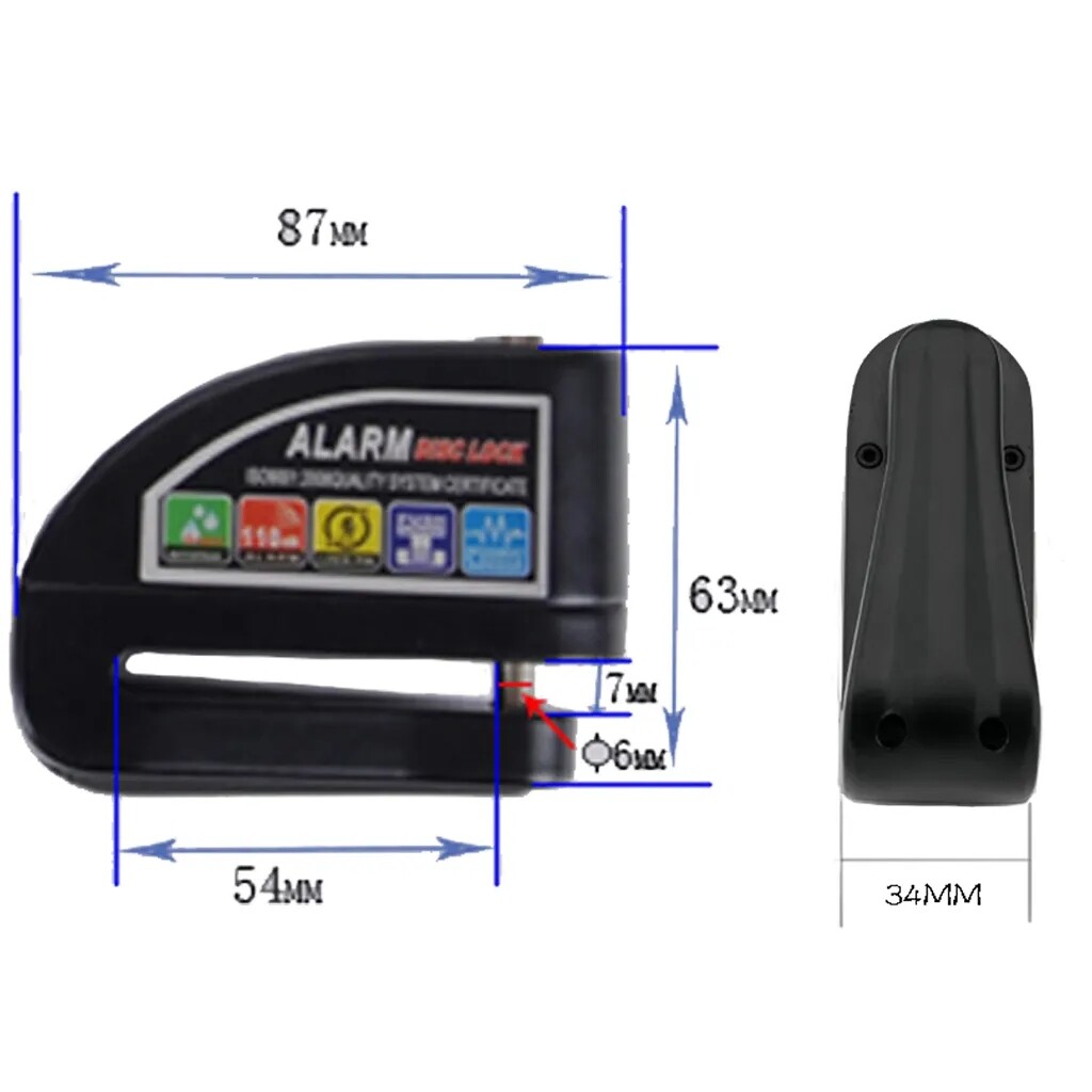 Alarm Disc Brake Lock + Belt Bag + Belt Rope + Spare Battery 110DB Aluminum Alloy Anti-theft Factory Direct Supply