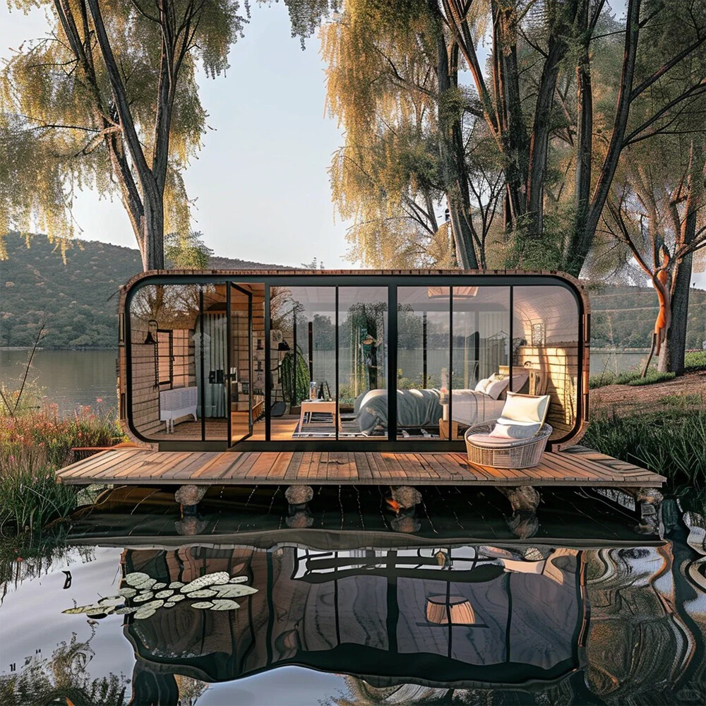 Satisfaction Guarantee Easy Assemble Prefab Houses Easy to Move Sleek Apple Cabin with Living Room