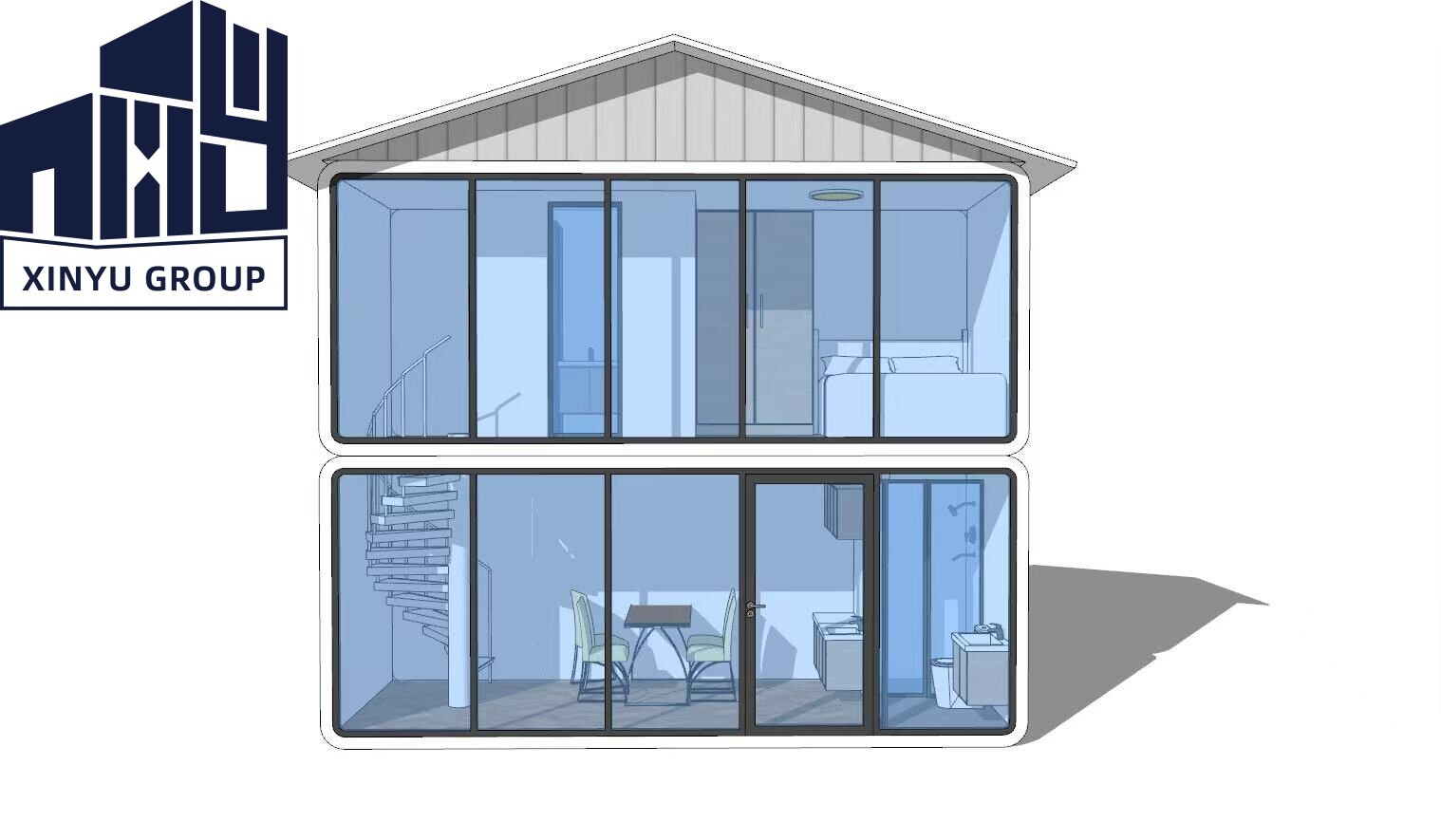 Move Sleek Apple Cabin with Living Room