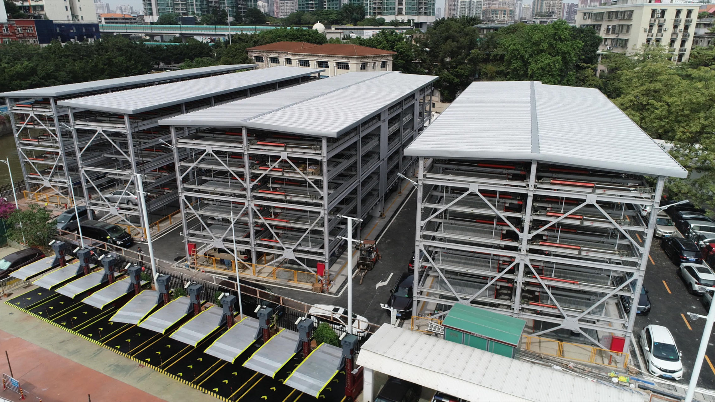 China - 7 level puzzle parking system -  348 car spaces