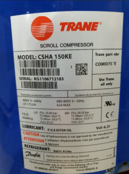 CSHA100K CSHA150K Commercial 10hp Hermetic Scroll Refrigeration Compressor for Cooling Unit Heat Exchange Equipment