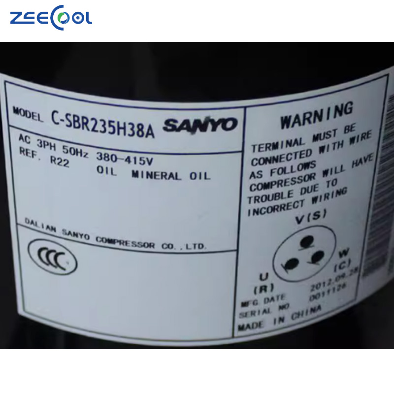 Factory Direct Sales 7Hp 66000Btu Sanyo C-SBR235H38A C-SBR235H38B Scroll Compressor for Chiller Refrigeration Equipment