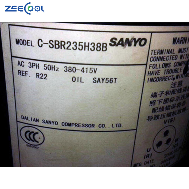 Factory Direct Sales 7Hp 66000Btu Sanyo C-SBR235H38A C-SBR235H38B Scroll Compressor for Chiller Refrigeration Equipment