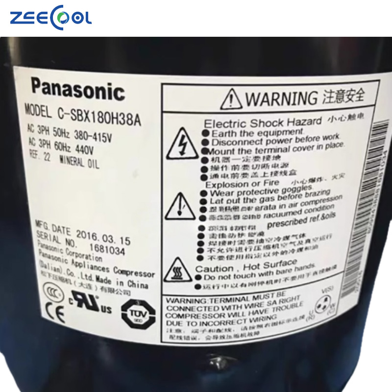 C-SBX160H38A C-SBX165H38C C-SBX180H38A C-SBX180H38K Pana Sonic Scroll Refrigeration Compressor