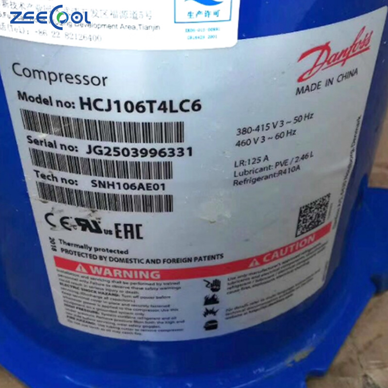 Factory Supply New HCJ105T4LC6 HCJ106T4LC6 HCJ120T4LC6 HCJ121T4LC6 Scroll Refrigeration Compressor for Air Heat Exchange Parts