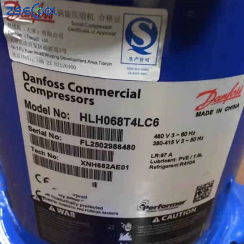 Hot Sale HLH061T4LC6 HLH061T4LC8 HLH068T4LC6 Dan-foss 5hp R410a Scroll Refrigeration Compressor