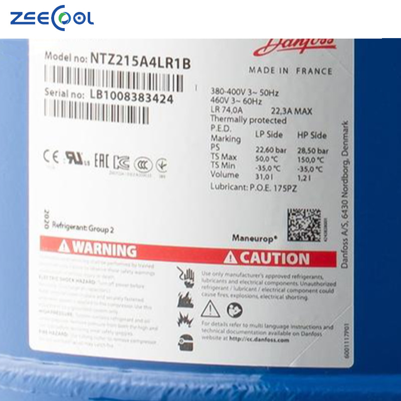 Low Temperature Reciprocating Piston Compressors NTZ096A4LR1A NTZ136A4LR1B NTZ136A4LR1A R404A R507 for Cold Storage Chiller