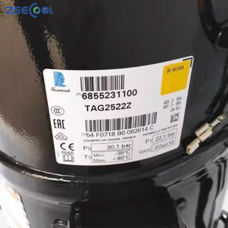 Low Temperature 5hp R404a Cold Storage Piston Refrigeration Compressor Tecumseh TAG2522Z TAG2522K TAG2525Z