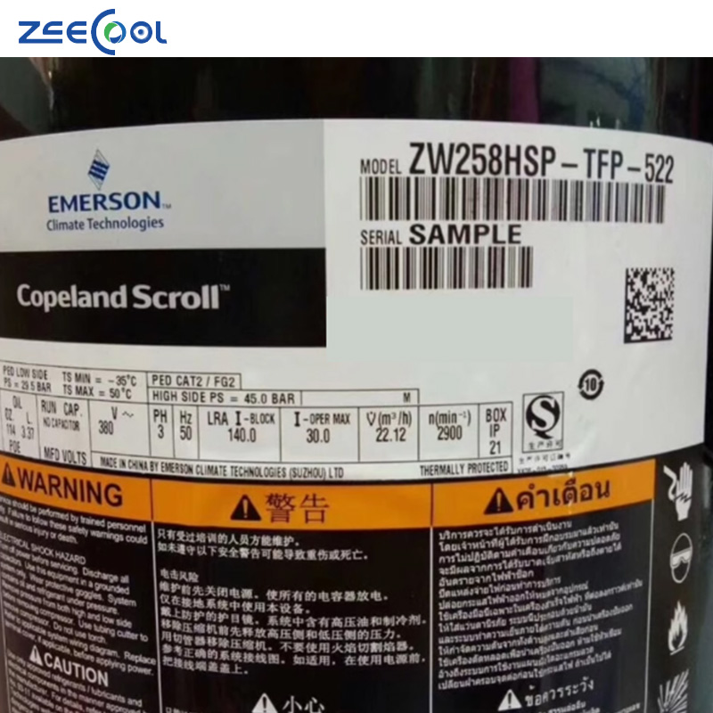 ZW258HSP-TFP-522 ZW286HSP-TFP-522 11hp Copeland Scroll Compressor for Heat Pump Air Conditioner