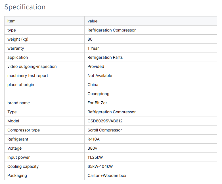 Bit-zer GSD80295VAB612 GSD80235VAB413 Hermetic Scroll R410a Compressor for Refrigeration air Conditioner Water Chiller