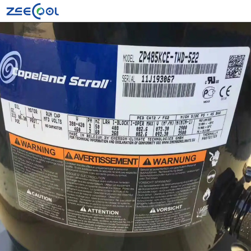 ZP485KCE-TWD-522 Copeland Compressor Scroll Refrigeration Compressor 40hp for Hear Pump Air Conditioner Industry