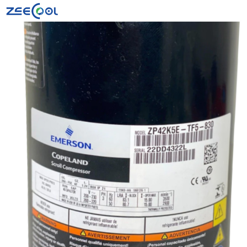 High Quality ZP42K5E-TFD-800 ZP42K5E-TF5-830 Copeland Scroll Compressor 5hp for Industrial Refrigeration System
