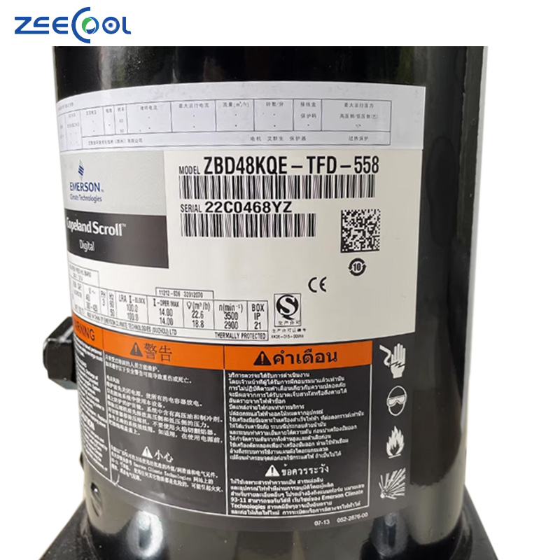 Cooler Compressor Copeland ZBD29KQE-TFD-558 ZBD48KQE-TFD-558 4hp Scroll Compressors