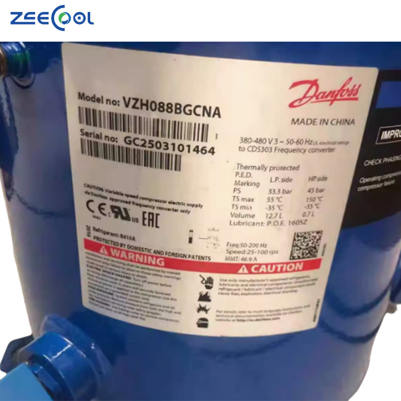 Factory Direct Sale Good Quality Scroll Refrigeration Compressor Vzh065cganb 380-480V 50/60Hz for Air Conditioning Durable Metal