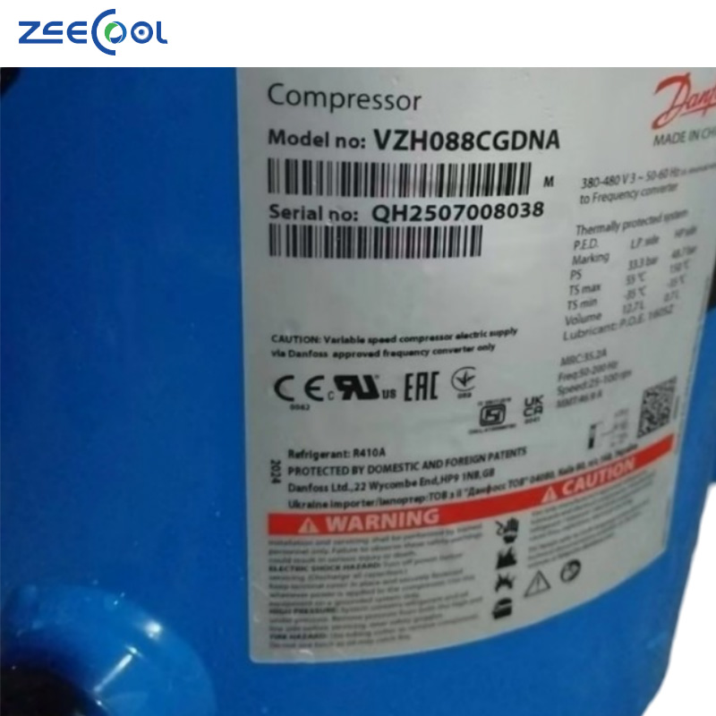 Factory Direct Sale Good Quality Scroll Refrigeration Compressor Vzh065cganb 380-480V 50/60Hz for Air Conditioning Durable Metal