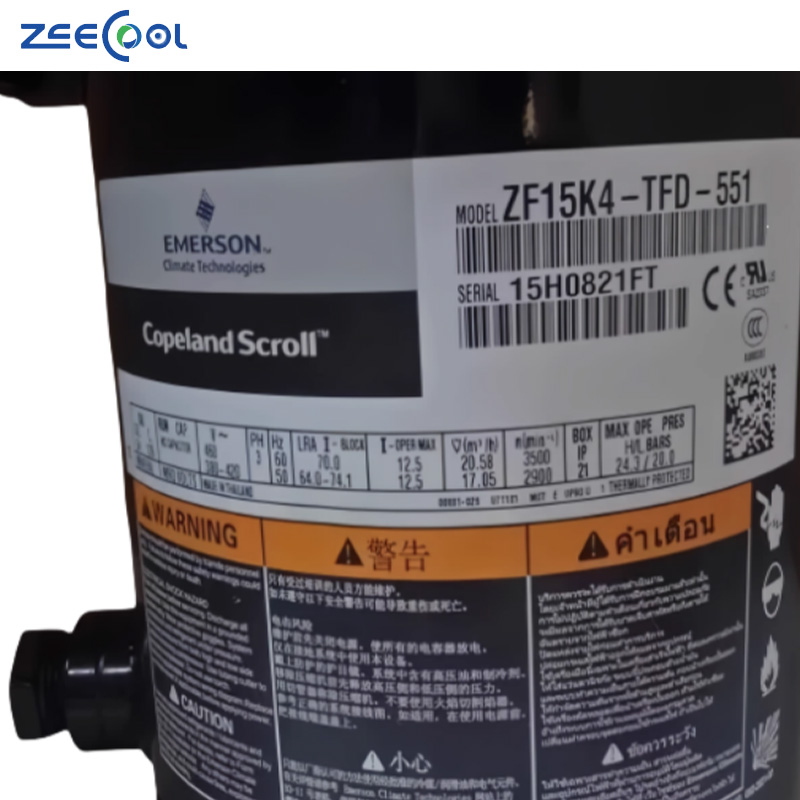 Genuine 4 hp Compressor Scroll Refrigeration Compressor ZF15K4E-TFD-556 ZF15K4-TFD-551 ZF15K4E ZF15K4-TFD-551 ZF15KQE-TFD-551