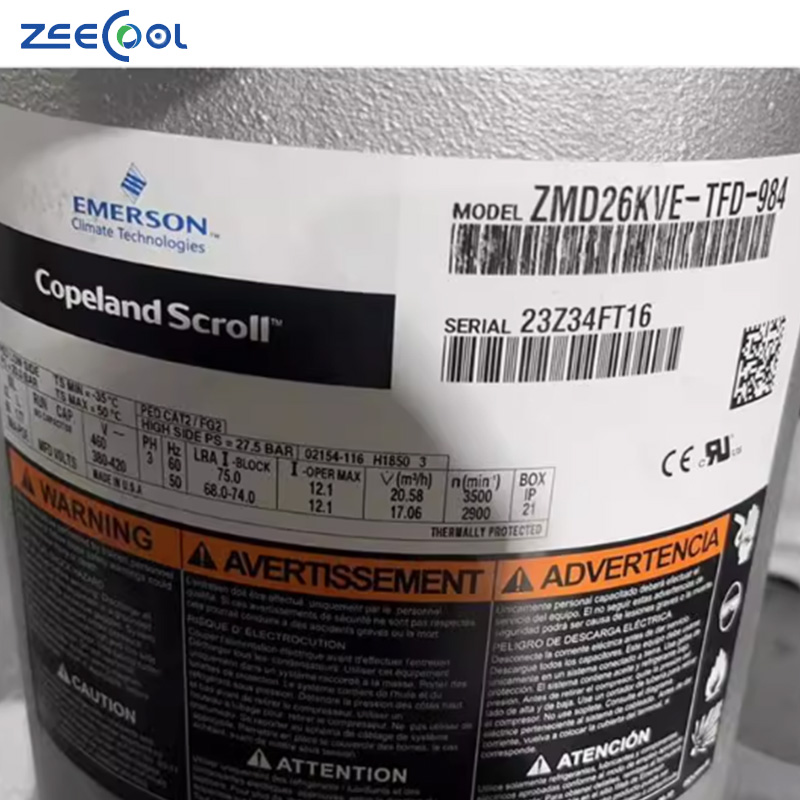 High Quality Refrigeration Parts Scroll 2hp Copeland ZMD26KVE-TFD-274 Compressor for Cold Storage
