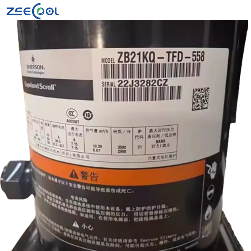 Hot Selling ZB15KQ-TFD-558 ZB19KQ-TFD-558 R404A 5hp Scroll Copeland Compreossor for Refrigeration House