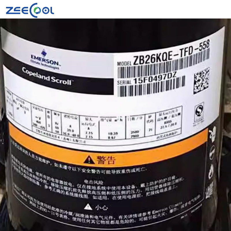 Hot Selling ZB15KQ-TFD-558 ZB19KQ-TFD-558 R404A 5hp Scroll Copeland Compreossor for Refrigeration House