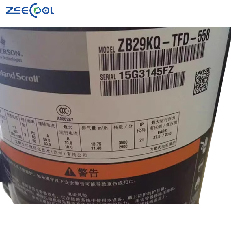 Hot Selling ZB15KQ-TFD-558 ZB19KQ-TFD-558 R404A 5hp Scroll Copeland Compreossor for Refrigeration House