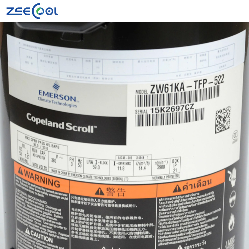 ZW61KA-TFP-522 5hp Copeland Emerson Scroll Compressor Ac Heat Pump Compressor