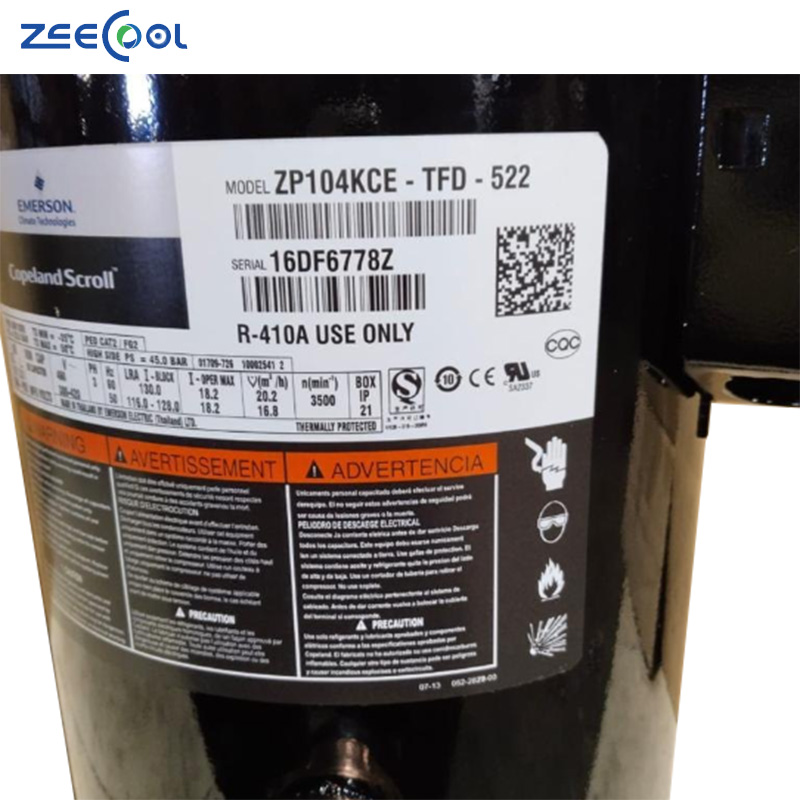 Brand New 5hp R410a Scroll Copeland Compressor ZP61KCE-TFD-422 ZP72KCE-TFD-522 for Refrigeration Storage