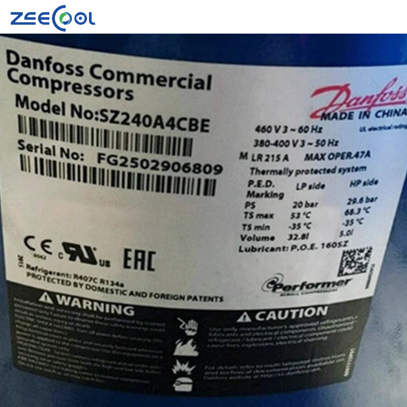 SZ240A4CBE SZ240A4ABB R407C Dan Foss Scroll Refrigeration Compressor Cooling System 20Ton air Conditioning Compressor