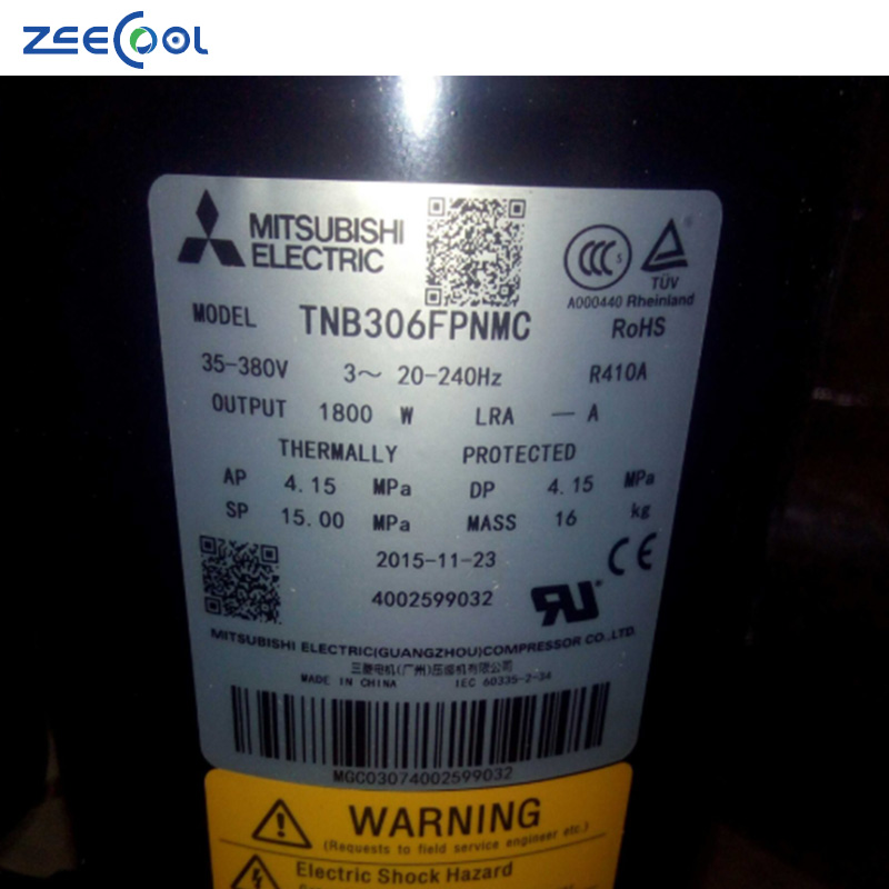 TNB306FPNMC Refrigerant 20-240Hz 3PH Inverter Rotary Compressor R410A for Air Conditioning Refrigeration Mitsubishi Compressor