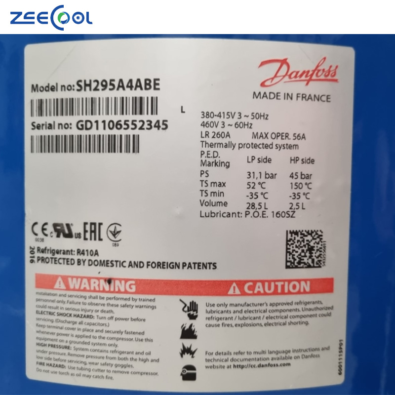 Dan-foss Commercial Scroll Compressor SH240A4ABE 20hp Refrigeration Compressor with R410a HVAC Compressor Refrigeration Parts