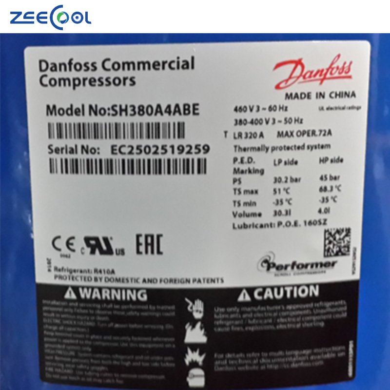 Dan-foss Commercial Scroll Compressor SH240A4ABE 20hp Refrigeration Compressor with R410a HVAC Compressor Refrigeration Parts