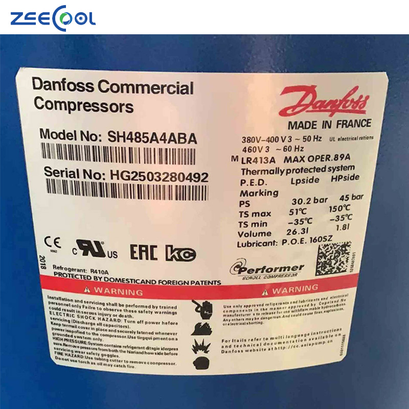 Dan-foss Commercial Scroll Compressor SH240A4ABE 20hp Refrigeration Compressor with R410a HVAC Compressor Refrigeration Parts