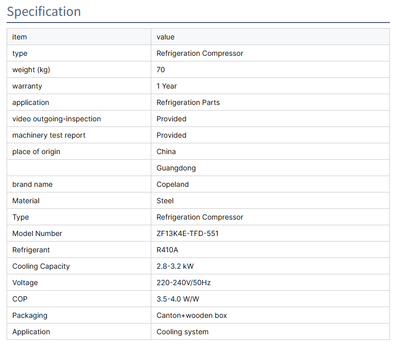 Low Temperature Emerson Copeland Scroll Compressor ZF13K4E-TFD-551 ZF15K4-TFD-551 ZF06KQ-TFD-551