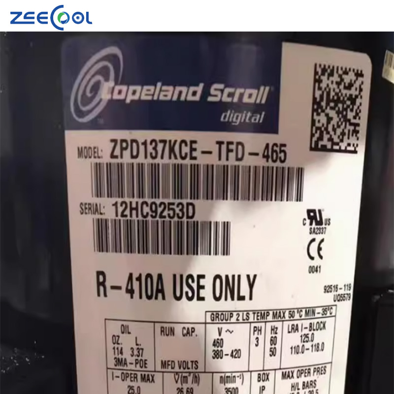 COPELAND ZRD125KCE-TFD-265 ZPD137KCE-TFD-465 Operating Room Refrigeration 10hp Digital Scroll Compressors
