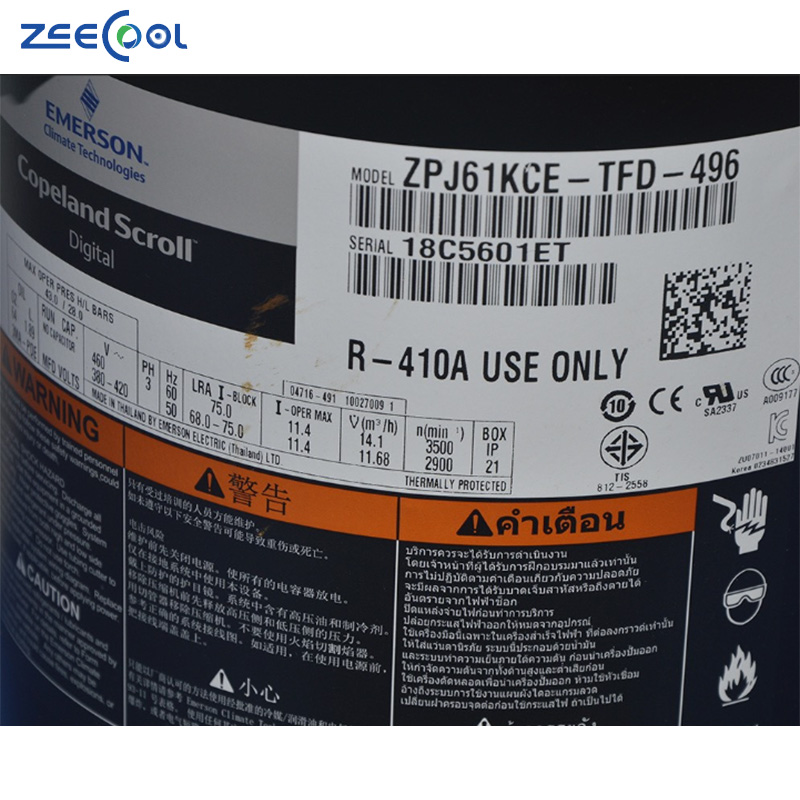 High Quality 6HP Compressor ZPJ83KCE-TFD-496 ZPJ72KCE-TFD-496 Copeland Compressor for Air Conditioner Cooing System